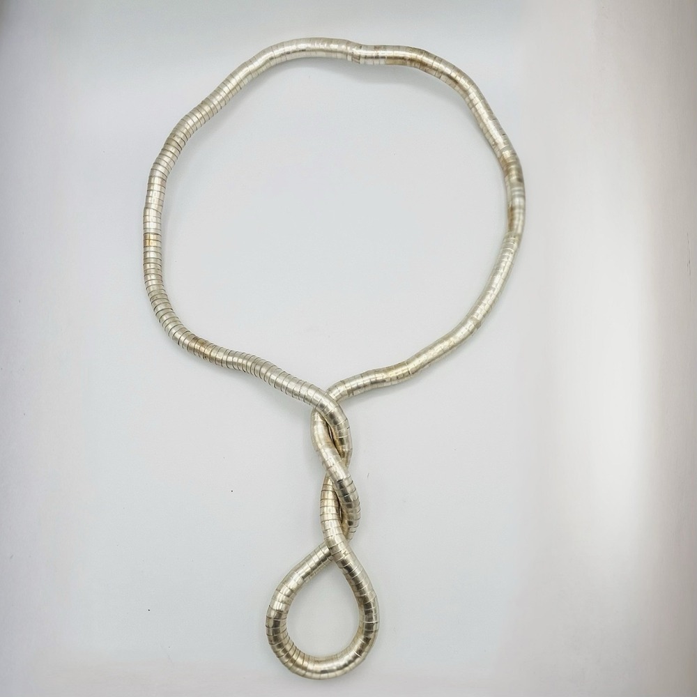 Vintage Modernist Gold Snake Coil Necklace Flexible Bendable Rope MCM 37"